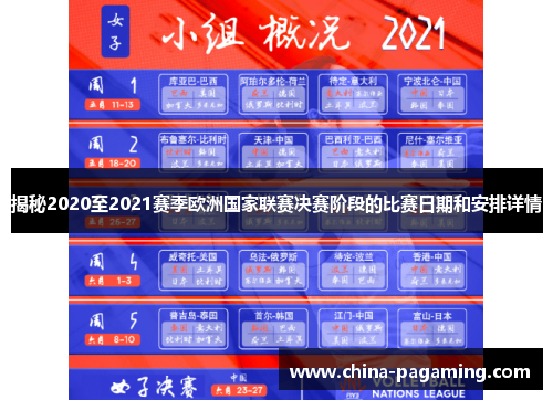揭秘2020至2021赛季欧洲国家联赛决赛阶段的比赛日期和安排详情